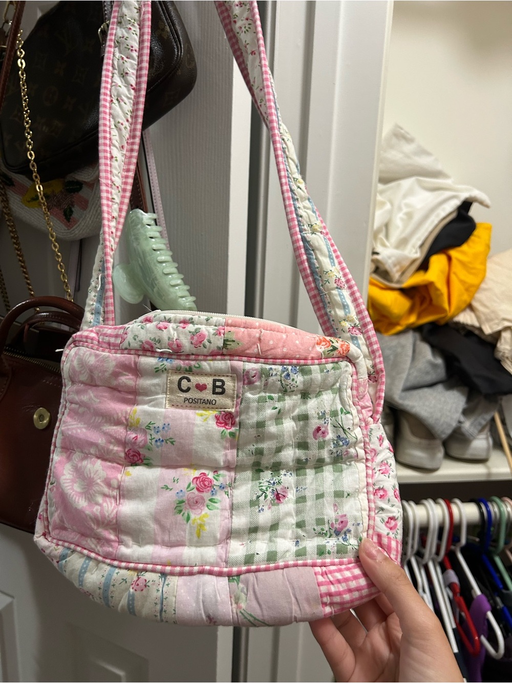C·B Positano Pink Floral Patchwork Shoulder Bag